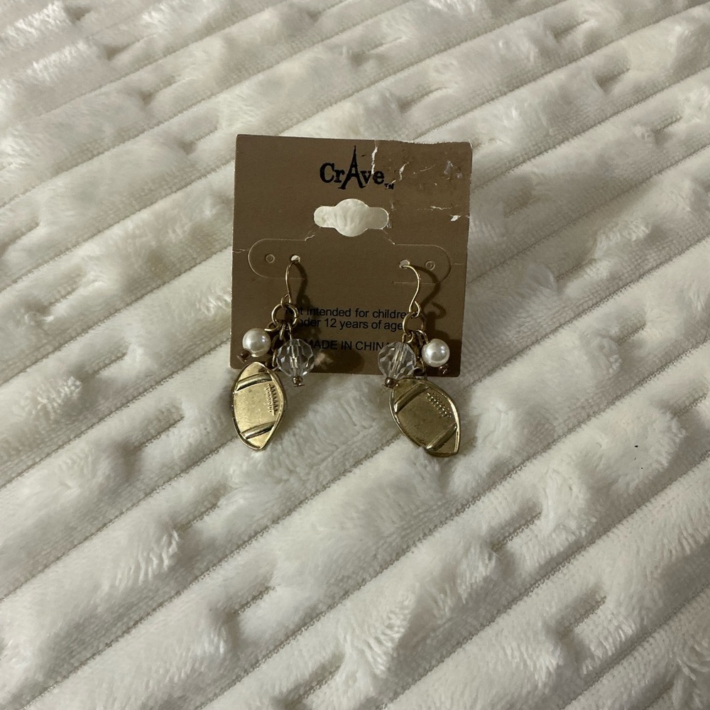 Crave Gold Football Dangle Earrings